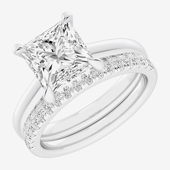 (G-H / Vs2-Si1) Womens 3 1/2 CT. T.W Lab Grown White Diamond 14K Gold Solitaire Bridal Set