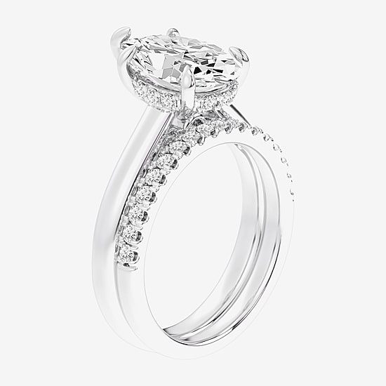 (G-H / Vs2-Si1) Womens 3 1/2 CT. T.W Lab Grown White Diamond 14K Gold Pear Solitaire Bridal Set