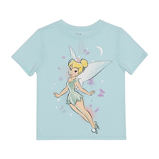 Disney Collection Little & Big Kid Girls Crew Neck Short Sleeve Regular Fit Tinker Bell Graphic T-Shirt