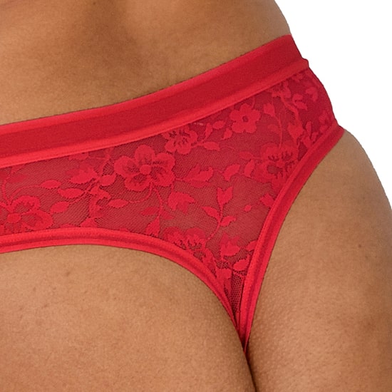 Curvy Couture No Show Lace High Cut Thong Panty - 1377