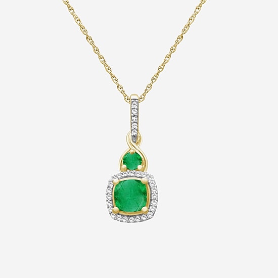 Womens Gemstone & 1/10 CT. T.W. Natural Diamond 10K Gold Round 18 Inch Pendant Necklace