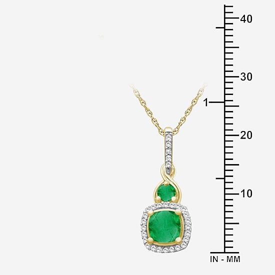 Womens Gemstone & 1/10 CT. T.W. Natural Diamond 10K Gold Round 18 Inch Pendant Necklace