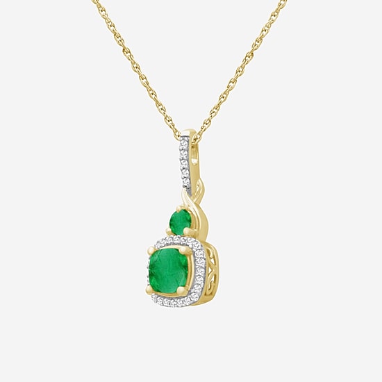 Womens Gemstone & 1/10 CT. T.W. Natural Diamond 10K Gold Round 18 Inch Pendant Necklace