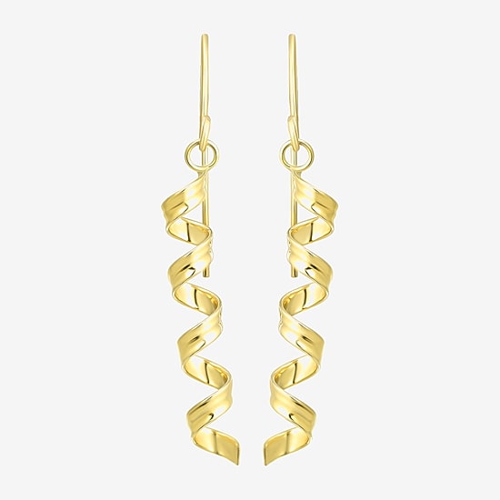 Twist Dangle Womens 10K Gold Drop Earrings