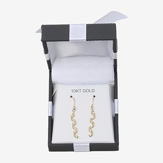 Twist Dangle Womens 10K Gold Drop Earrings