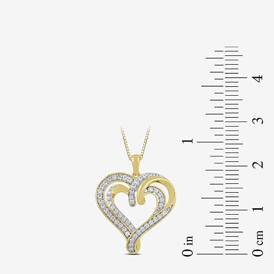 Womens 1/2 CT. T.W. Lab Grown White Diamond 14K Gold Over Silver Sterling Silver Heart 18 Inch Pendant Necklace