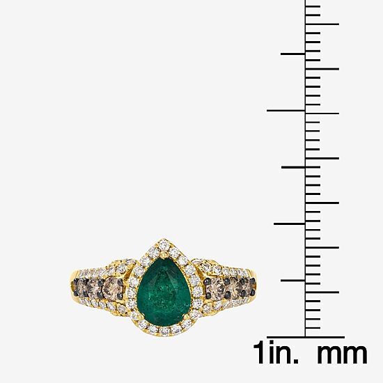 Le Vian® Grand Sample Sale™ Ring featuring 7/8 CT. Emerald 1/3 CT. Chocolate Diamonds® 3/8 CT. Nude Diamonds™ set in 14K Honey Gold™
