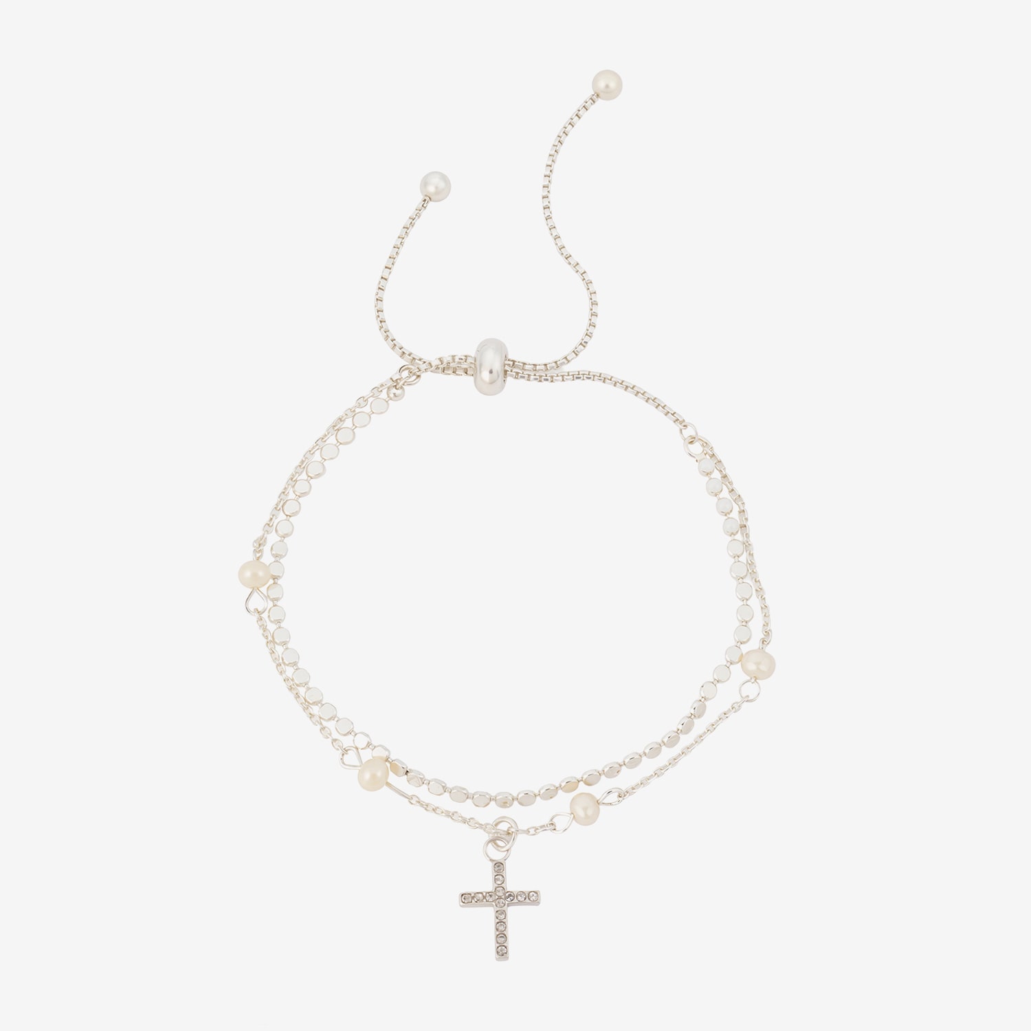 Footnotes Faith Womens Crystal Cross Bolo Bracelet
