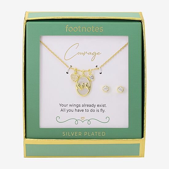 Footnotes Inspire Bird Womens Cubic Zirconia 14K Gold Over Brass Circle 2-pc. Jewelry Set