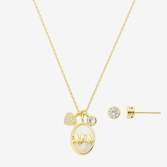 Footnotes Inspire Bird Womens Cubic Zirconia 14K Gold Over Brass Circle 2-pc. Jewelry Set