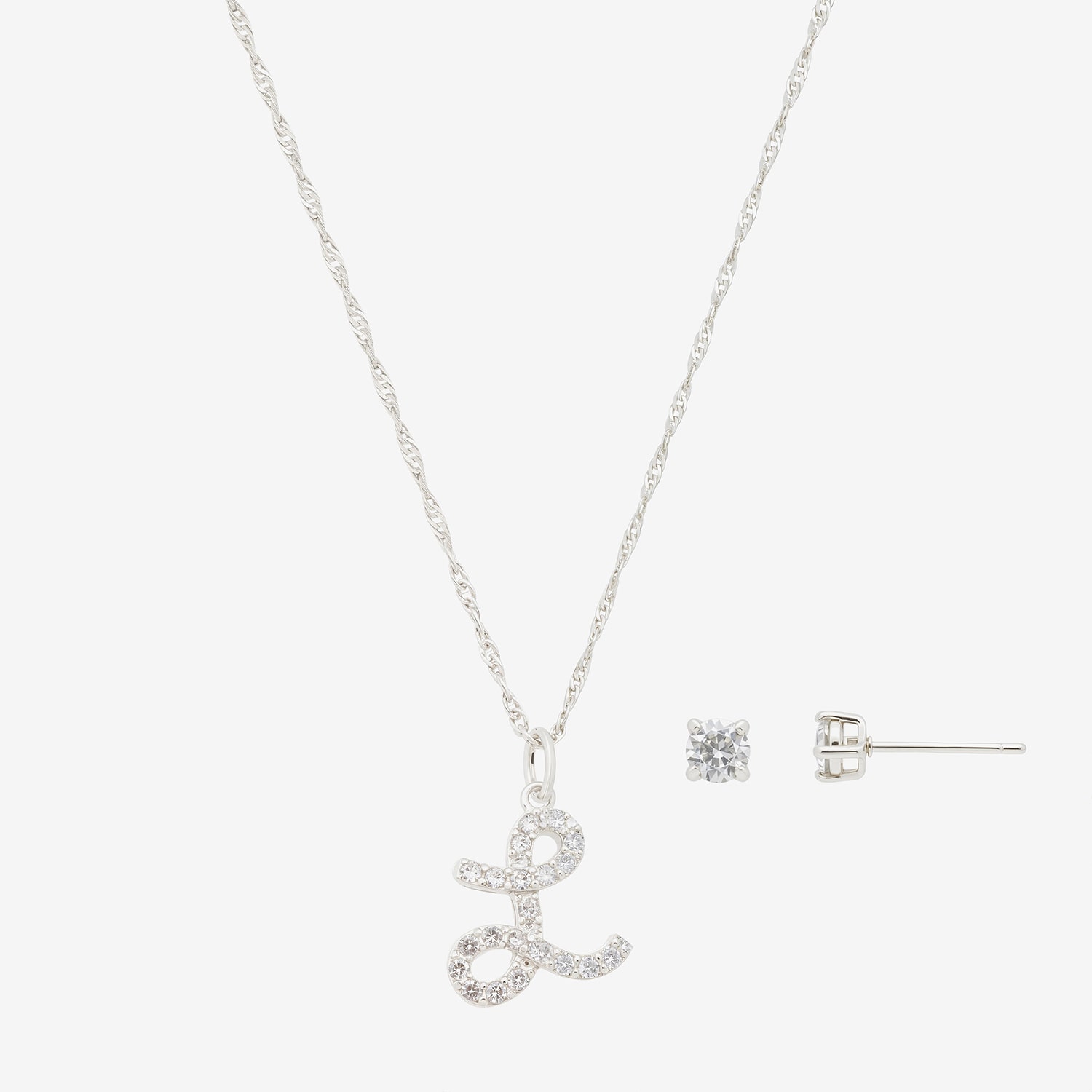 Sparkle Allure Initial Womens Cubic Zirconia Pure Silver Over Brass Round 2-pc. Jewelry Set