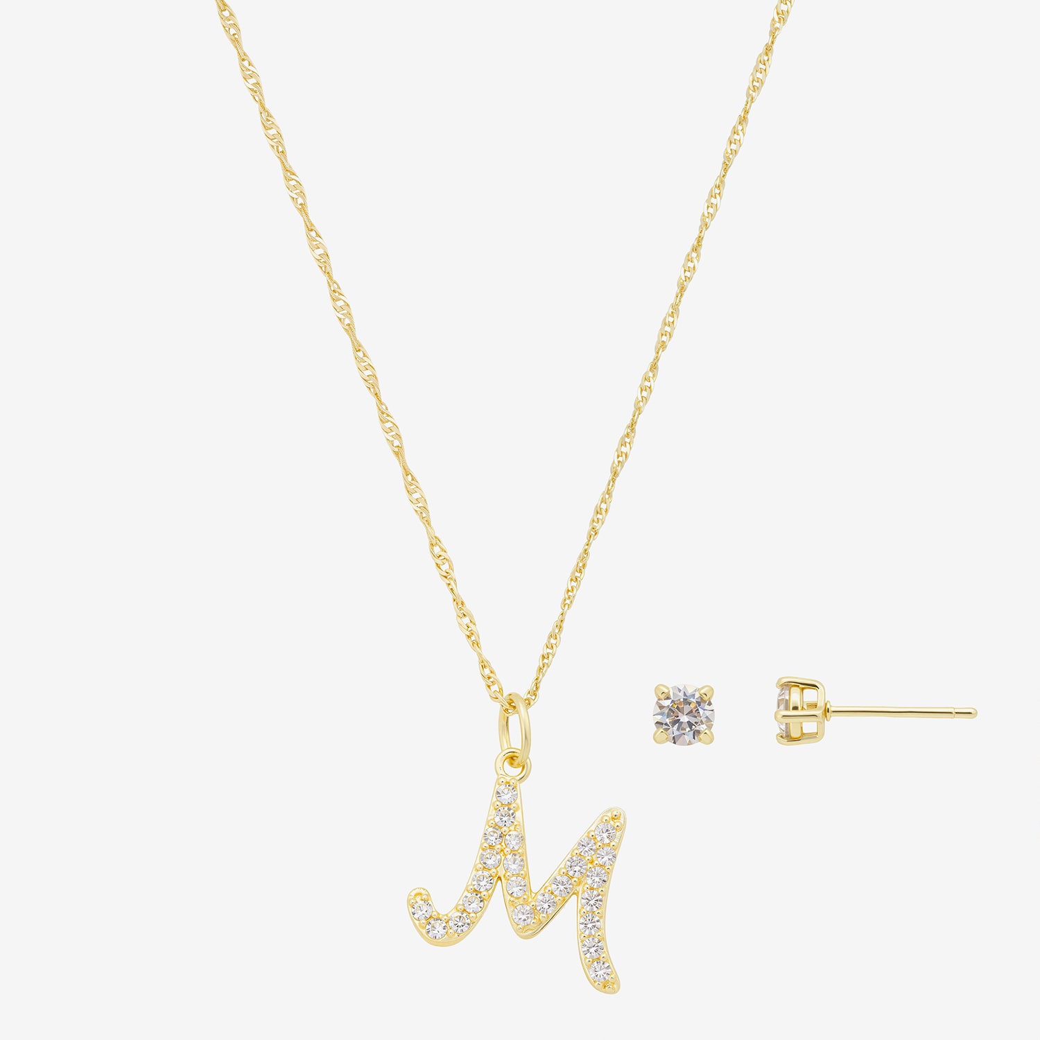 Sparkle Allure Initial Womens Cubic Zirconia 14K Gold Over Brass Round 2-pc. Jewelry Set