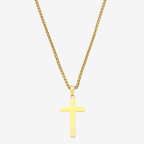 J.P. Army Mens Stainless Steel Cross 24 Inch Pendant Necklace
