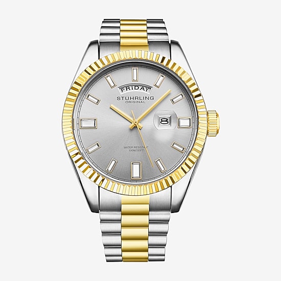 Stuhrling Mens Two Tone Stainless Steel Bracelet Watch 4070.5