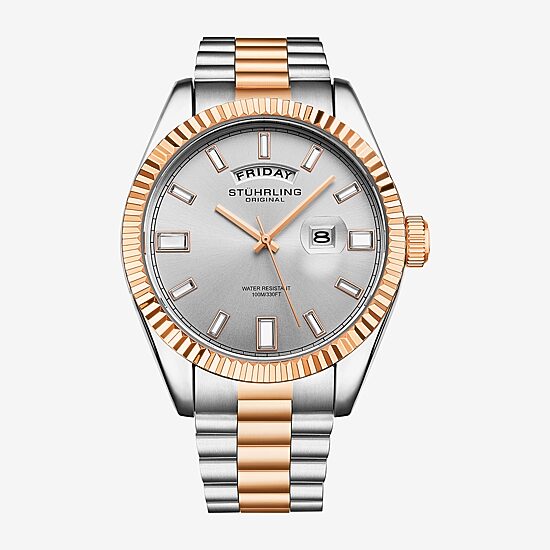 Stuhrling Mens Two Tone Stainless Steel Bracelet Watch 4070.6
