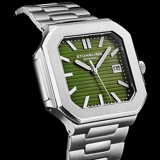 Stuhrling Mens Silver Tone Stainless Steel Bracelet Watch 4064.2