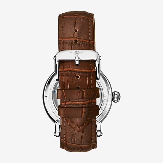 Stuhrling Mens Automatic Brown Leather Strap Watch 4000.4