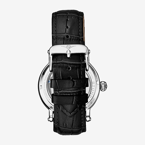 Stuhrling Mens Automatic Black Leather Strap Watch 4000.2