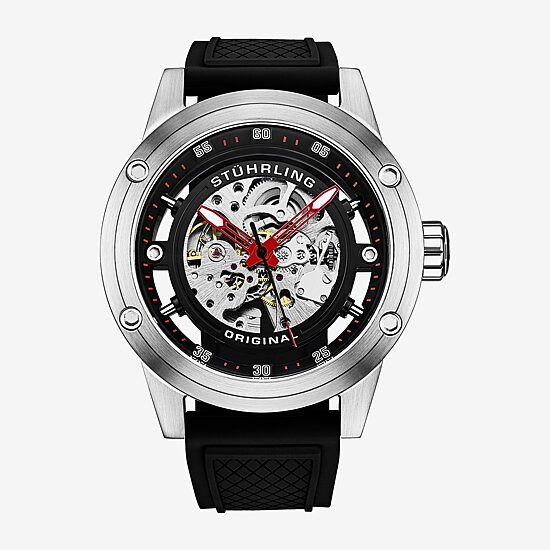 Stuhrling Mens Automatic Black Strap Watch 4034.3