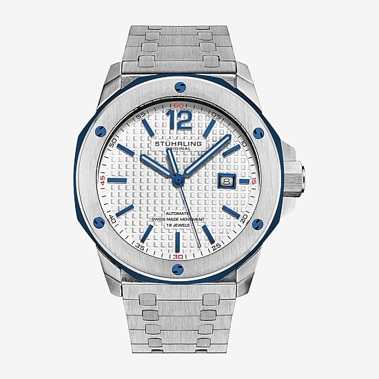 Stuhrling Mens Automatic Silver Tone Stainless Steel Bracelet Watch 4047.2