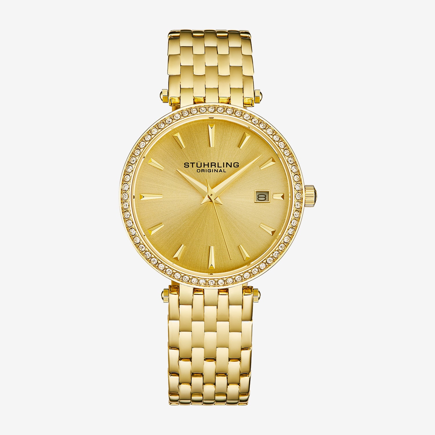 Stuhrling Womens Gold Tone Stainless Steel Bracelet Watch 3929.4