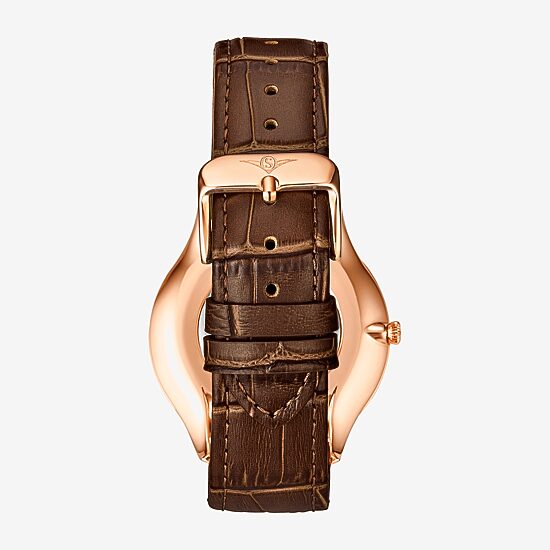 Stuhrling Mens Brown Leather Strap Watch 3984.5