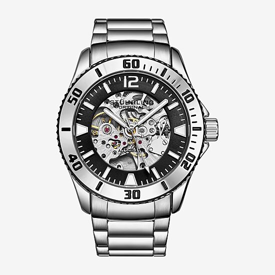 Stuhrling Mens Automatic Silver Tone Stainless Steel Bracelet Watch 3963.1