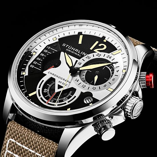 Stuhrling Mens Beige Leather Strap Watch 4029.1