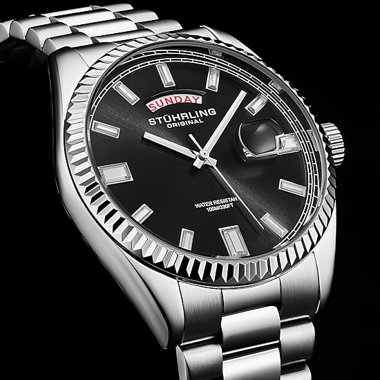 Stuhrling Mens Silver Tone Stainless Steel Bracelet Watch 4070.1