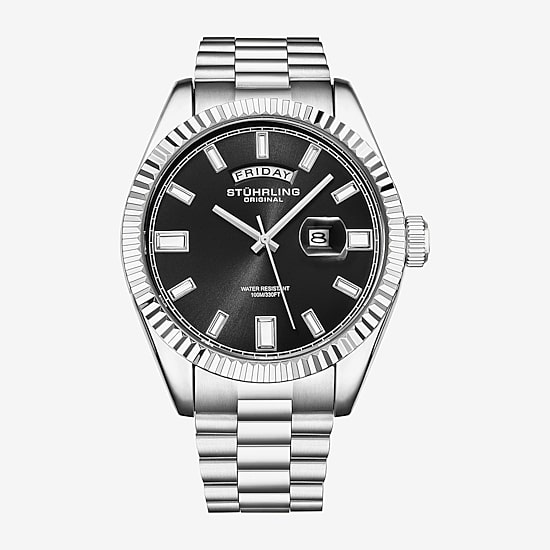 Stuhrling Mens Silver Tone Stainless Steel Bracelet Watch 4070.1