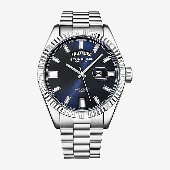 Stuhrling Mens Silver Tone Stainless Steel Bracelet Watch 4070.2