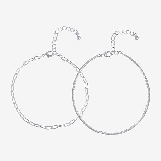 Bijoux Bar Delicates Womens 9 Inch Herringbone Ankle Bracelet