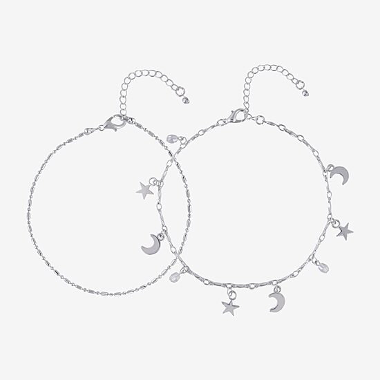 Bijoux Bar Delicates Womens 9 Inch Link Moon Ankle Bracelet