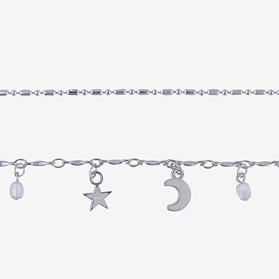 Bijoux Bar Delicates Womens 9 Inch Link Moon Ankle Bracelet