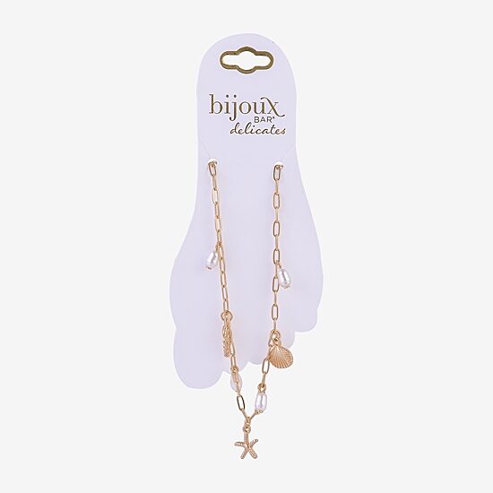 Bijoux Bar Delicates Shell Starfish Womens 9 Inch Cable Ankle Bracelet