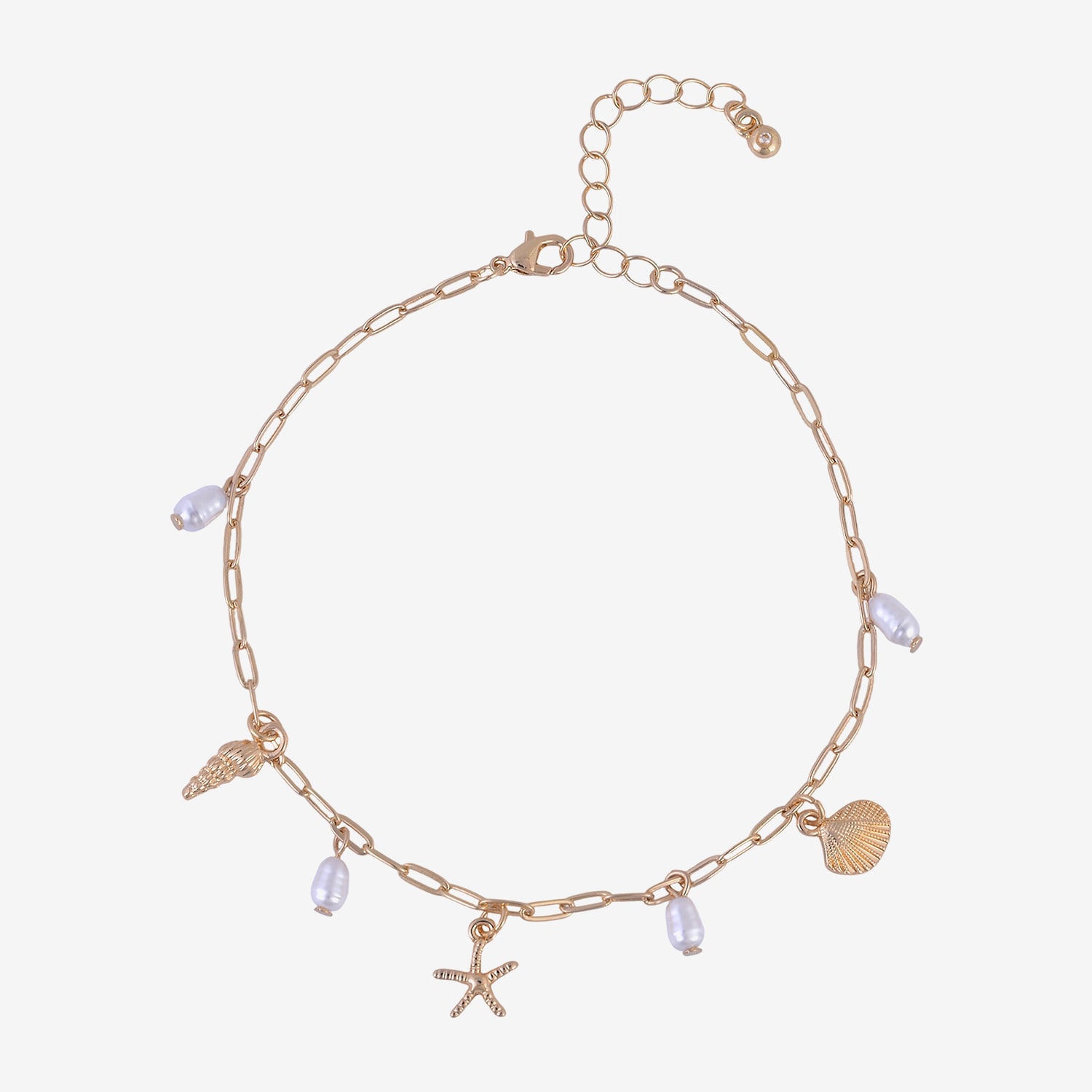 Bijoux Bar Shell Starfish Womens 9 Inch Cable Ankle Bracelet