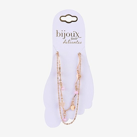 Bijoux Bar Delicates Womens 9 Inch Link Heart Ankle Bracelet