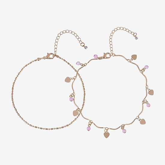 Bijoux Bar Delicates Womens 9 Inch Link Heart Ankle Bracelet