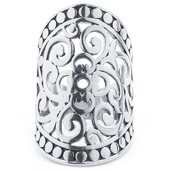 Sparkle Allure Womens Pure Silver Over Brass Oblong Cocktail Ring