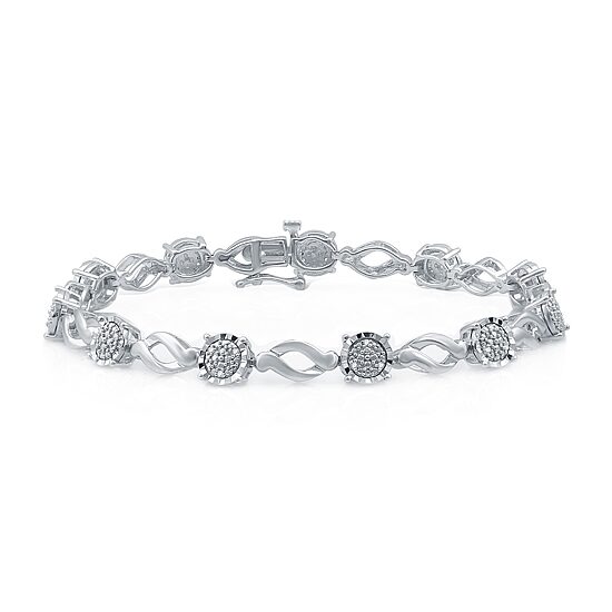 Womens 1/10 CT. T.W. Natural White Diamond Sterling Silver 7.5 Inch Tennis Bracelet