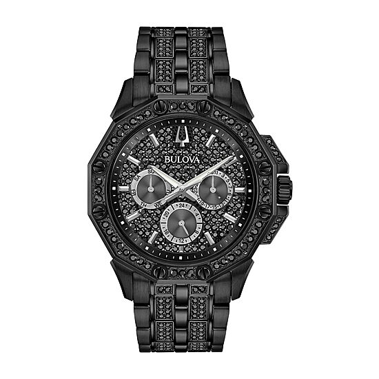 Bulova Octava Mens Black Stainless Steel Bracelet Watch 98c134