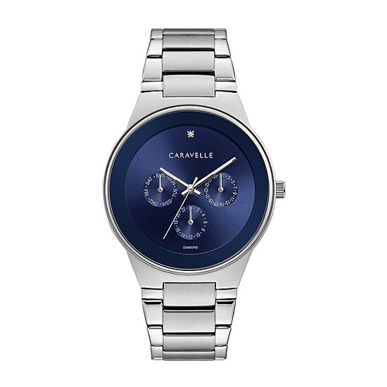Caravelle Designed By Bulova Mens Silver Tone Stainless Steel Bracelet Watch 43d107