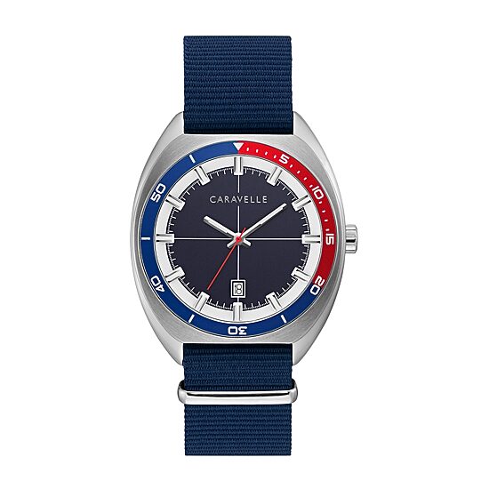 Caravelle Designed By Bulova Mens Blue Strap Watch 43b167