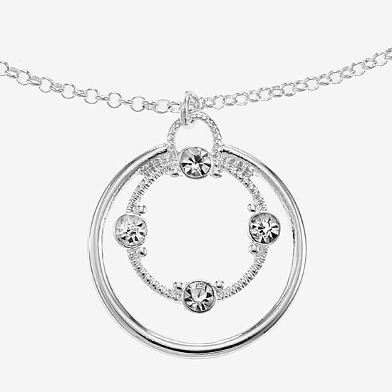 Liz Claiborne Silver Tone Pendant Necklace And Drop Earring Womens 2-pc. Jewelry Set