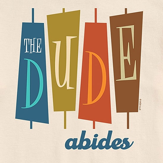 The Big Lebowski The Dude Abides Mens Crew Neck Short Sleeve Regular Fit Graphic T-Shirt