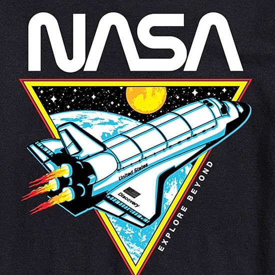 Nasa Mens Crew Neck Short Sleeve Regular Fit Graphic T-Shirt