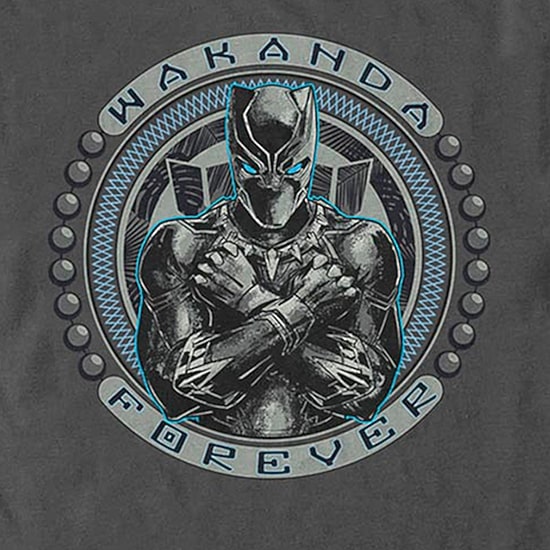 Mens Crew Neck Short Sleeve Classic Fit Black Panther Marvel Graphic T-Shirt