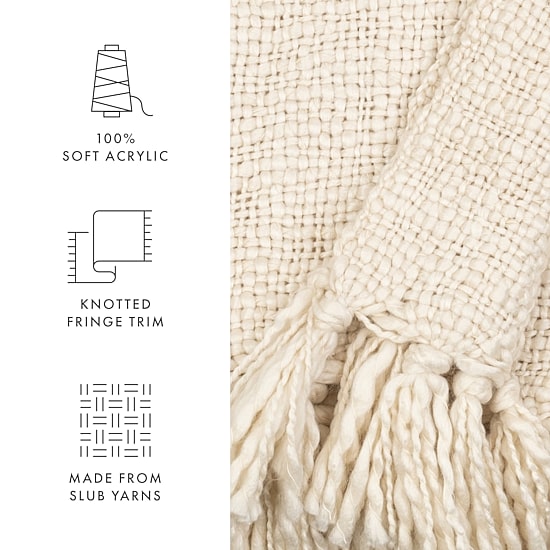 Casual Comfort Slub Yarn Washable Midweight Throw