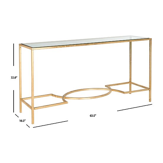 Inga Gold Console Table with Glass Top