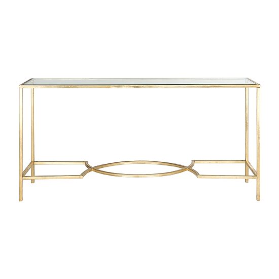 Inga Gold Console Table with Glass Top